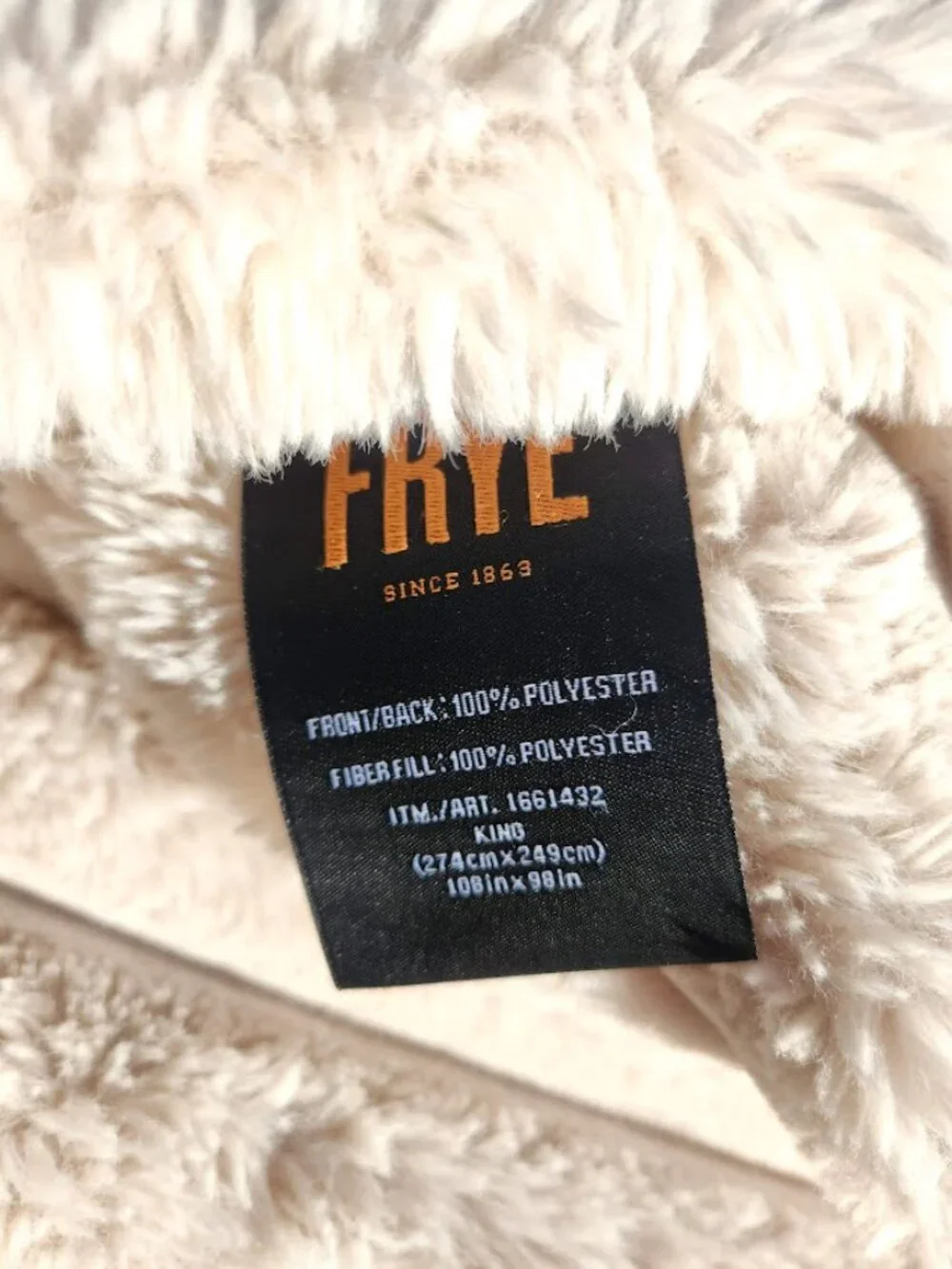 Frye Faux Fur King Size Comforter Blanket Bedding Bed Cover Beige Ivory Color Re